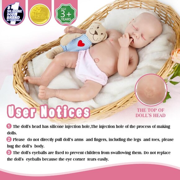 🆕 18 inch Full Silicone Baby Doll Lia Reborn Real Babies Doll with Closed Eyes - Picture 3 of 6